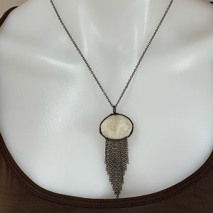 Oxidized SS and white Druzy necklace NWT